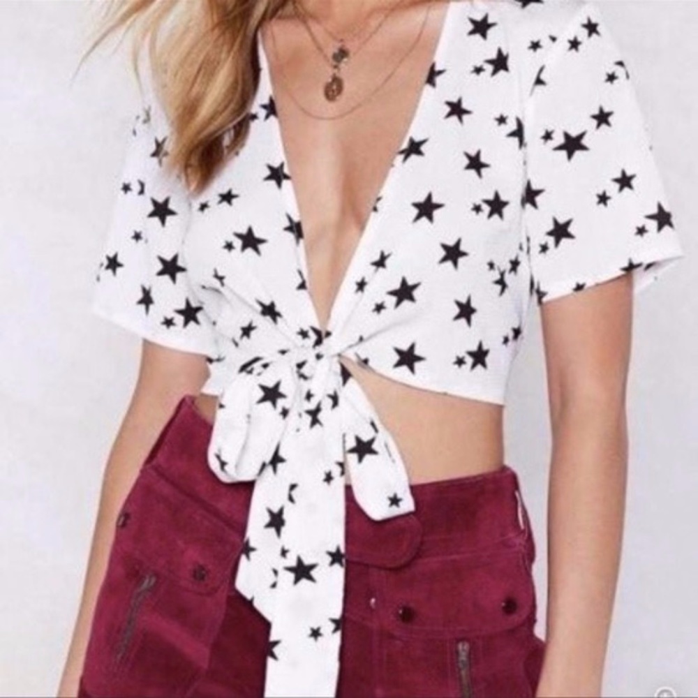 Nasty Gal Star Wrap Shirt/ short sleeve blouse